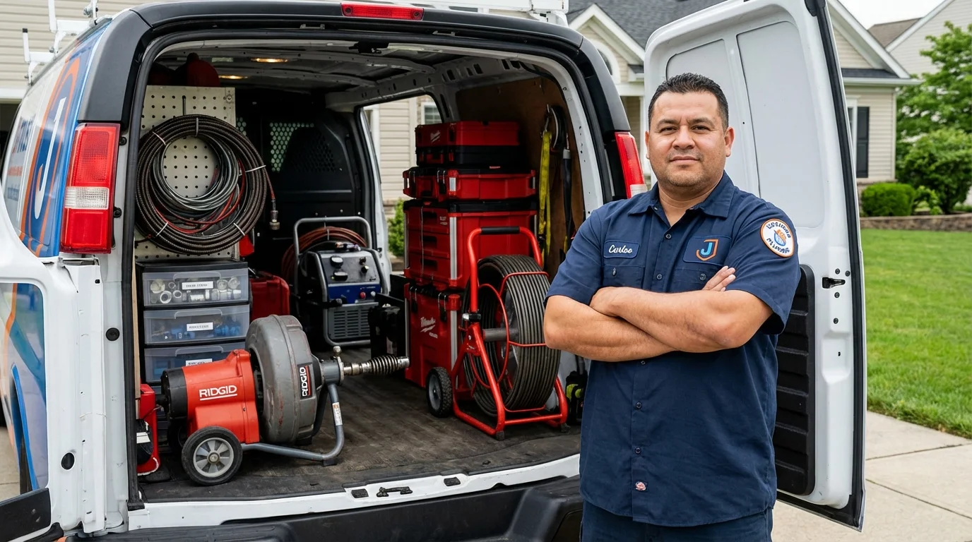 Professional drain cleaning equipment and Johns Plumbing LLC plumber in Gordon