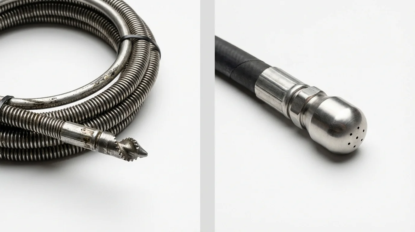 Drain snake cable and hydro jetting nozzle used for drain cleaning in Gordon, NE